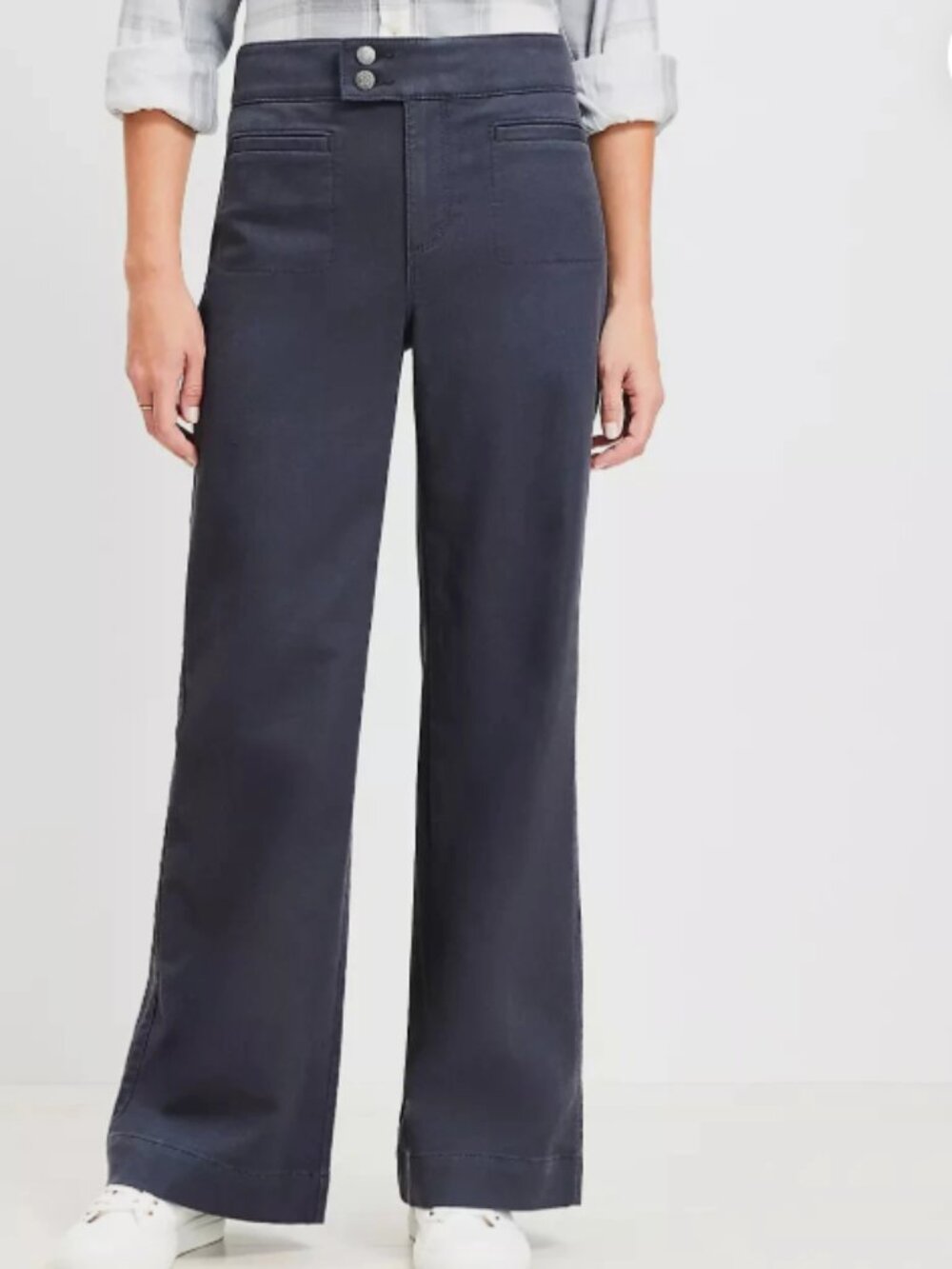 NWT Ann Taylor LOFT PETITE Palmer Wide Leg Pants in Twill Grey - Size 0P